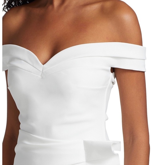 Chiara Boni La Petite Robe Off shoulder white midi dress. - Picture 3 of 9